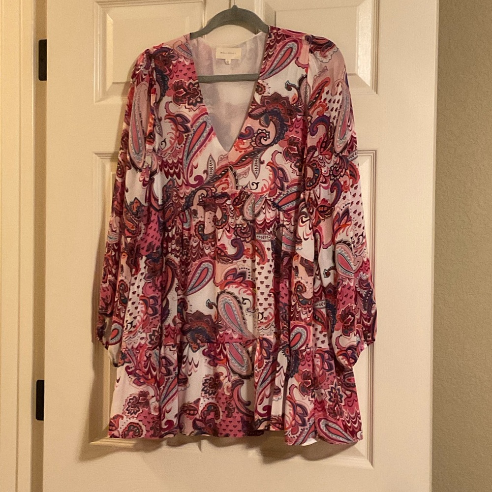 MELLODAY Pink and Red Paisley Top